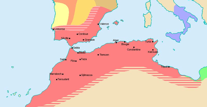 The Almohad Empire was at its height between 1195 and 1212