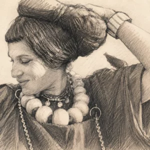 Drawing of a Berber woman’s hairstyle